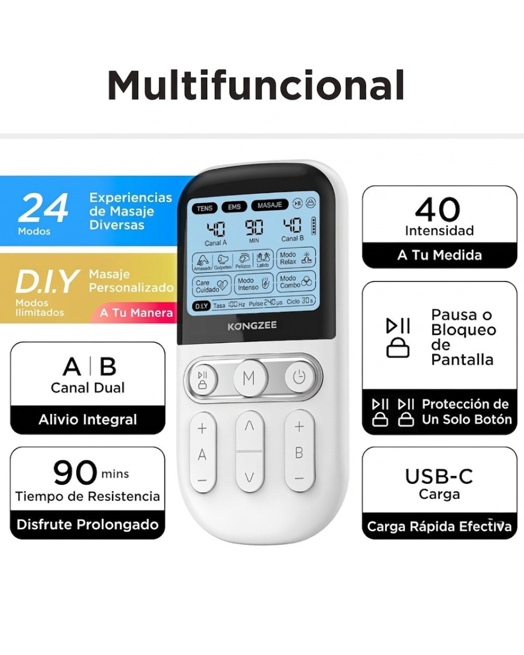 Tens Electroestimulador Musculo Electroterapia Portátil