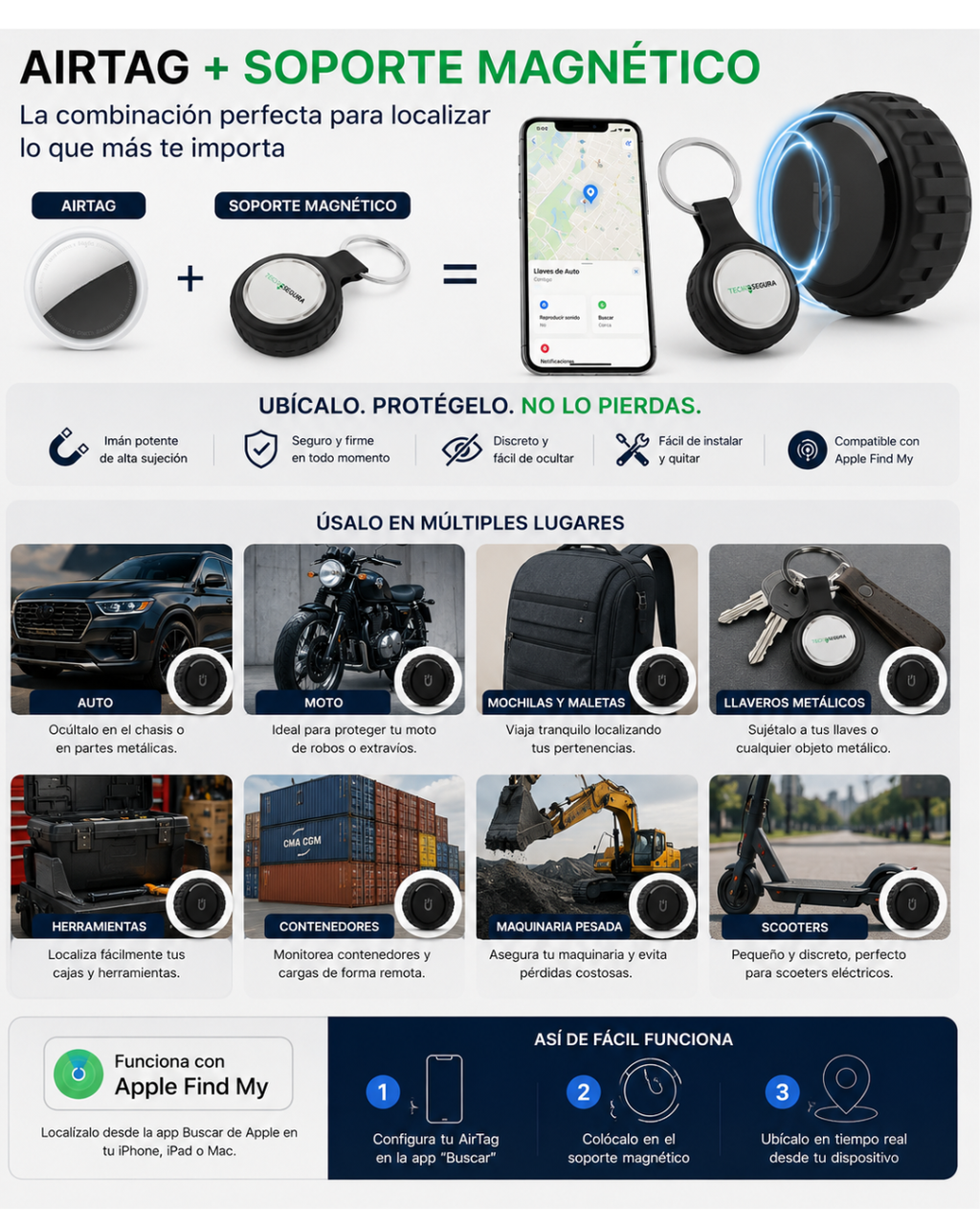 Rastreador Localizador Gps Vehiculos Magnetico Auto Portatil TechSegura