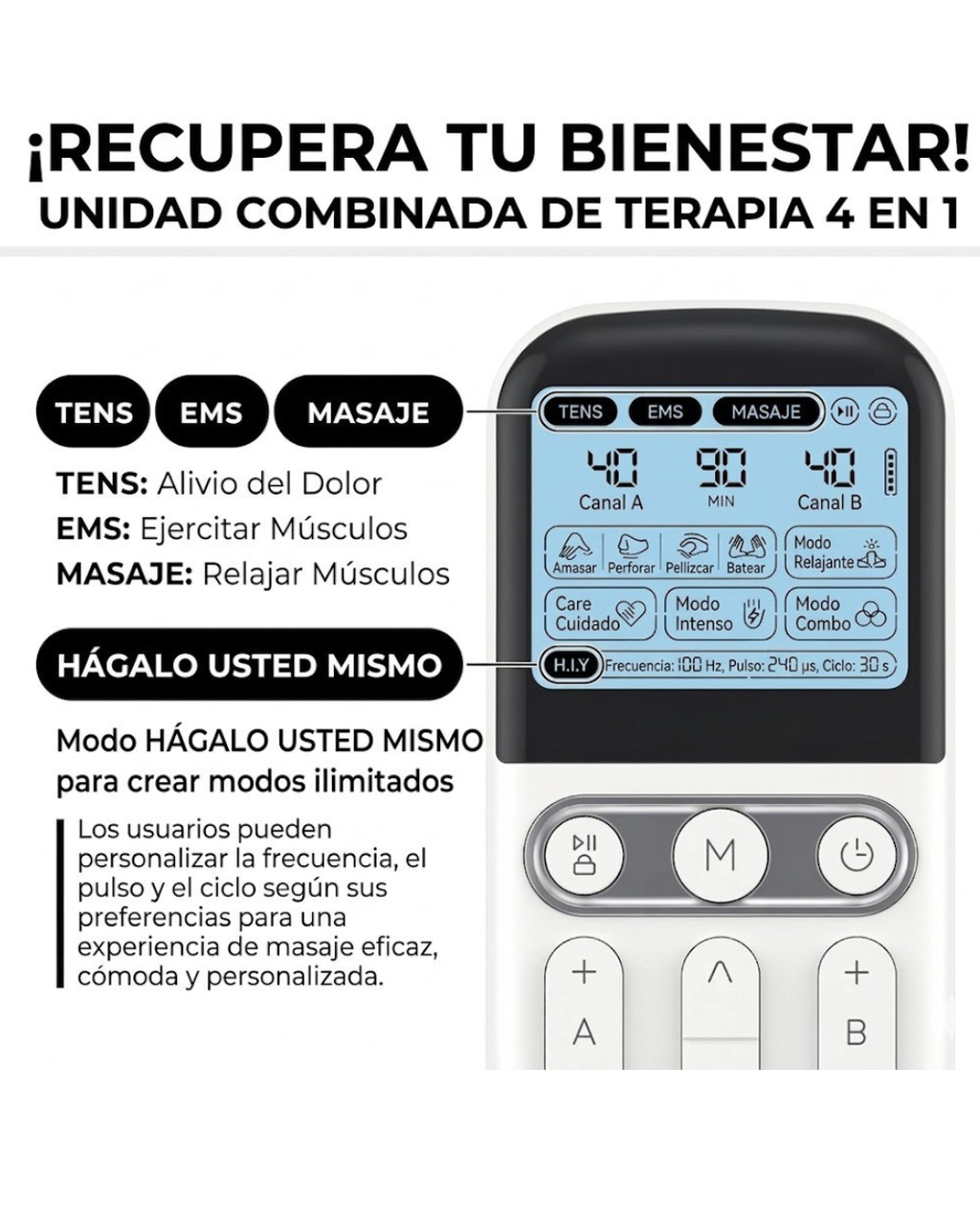 Tens Electroestimulador Musculo Electroterapia Portátil