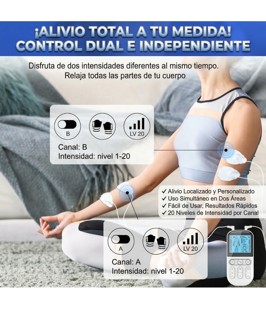 Tens Electroestimulador Musculo Electroterapia Portátil