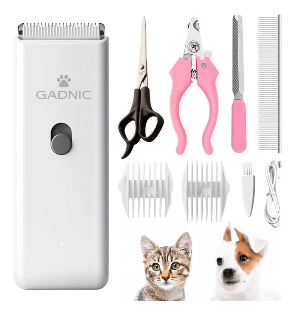 Peladora Canina Inalambrica + Kit Completo De Aseo Blanco Negro