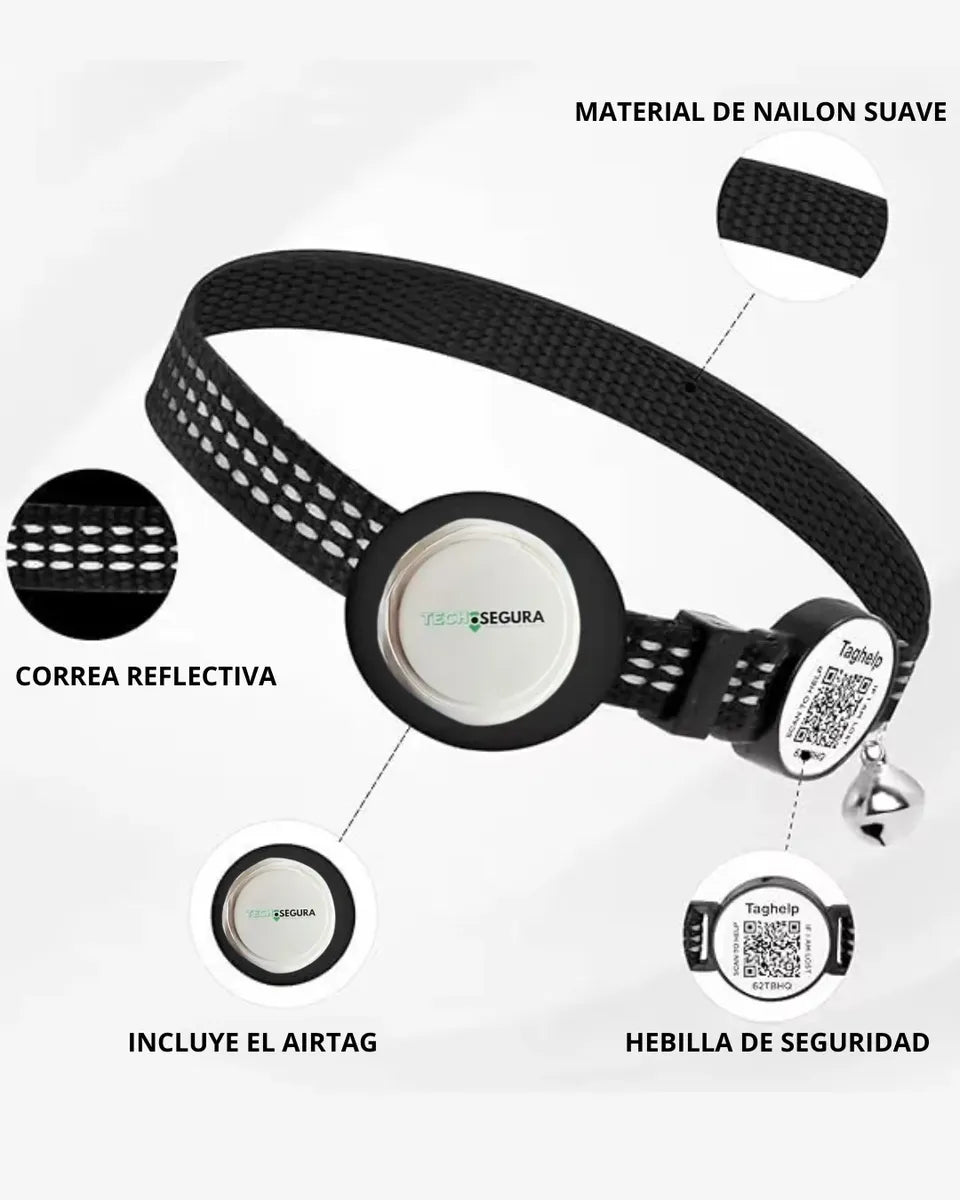 Collar Correa Airtag Qr Localizador Anti Ahorque Ajustable