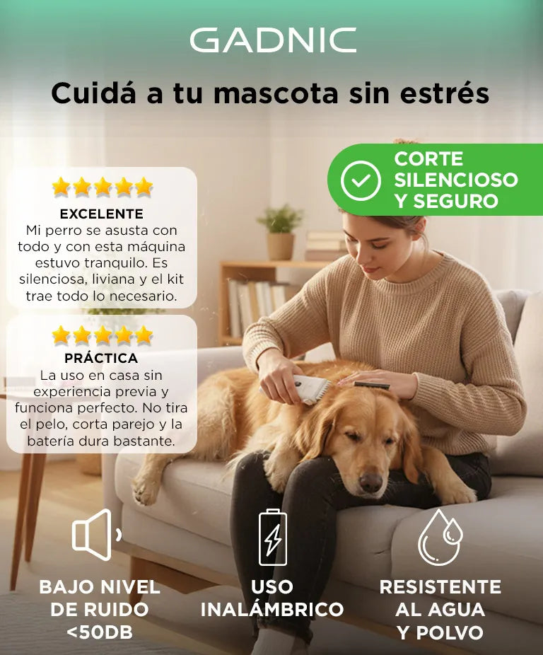 Peladora Canina Inalambrica + Kit Completo De Aseo Blanco Negro