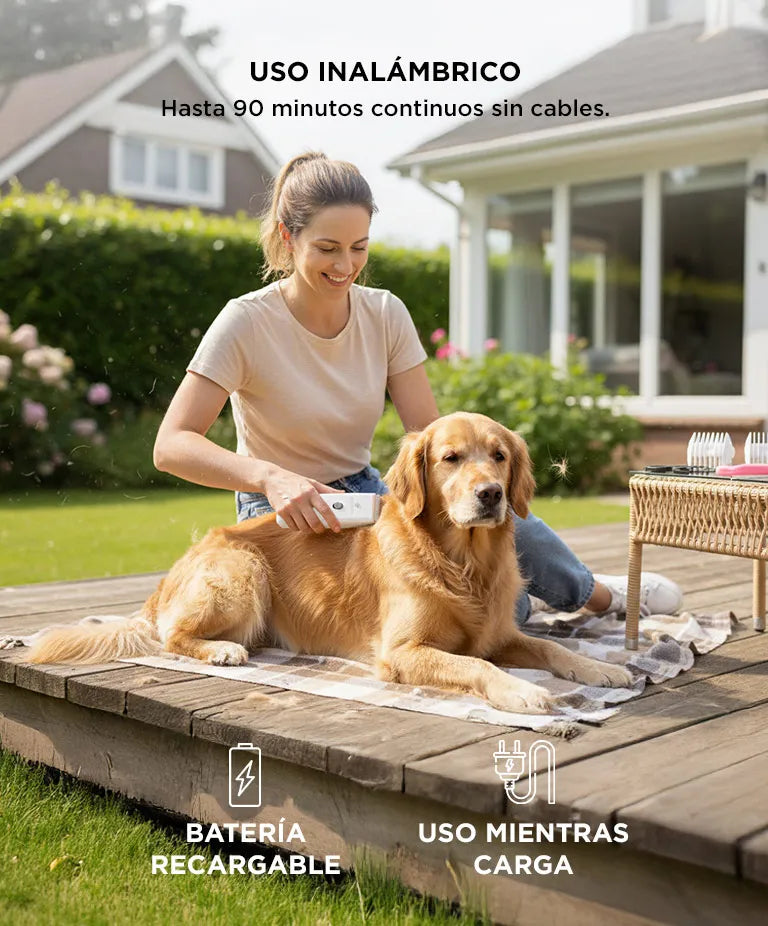 Peladora Canina Inalambrica + Kit Completo De Aseo Blanco Negro