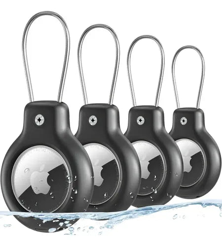 Kit 4 Llaveros Para Airtag Alta Resistencia Inoxidable Lock Negro
