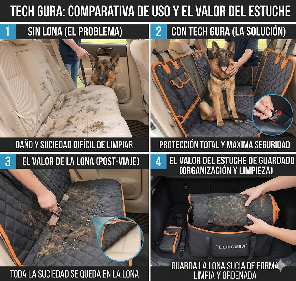 Cubre Asiento Protector Funda Auto Perro Mascota Impermeable TechSegura