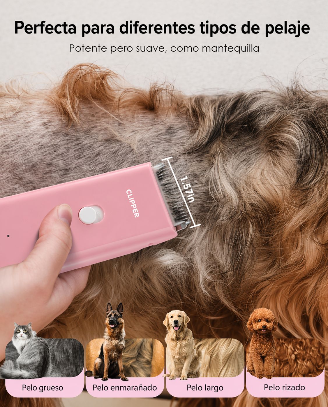 Peladora Canina Inalambrica + Kit Completo De Aseo Blanco Negro