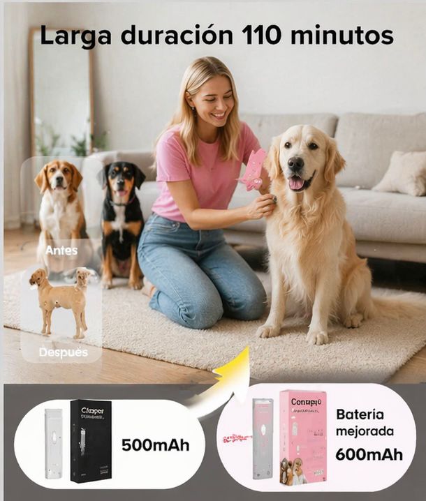 Peladora Canina Inalambrica + Kit Completo De Aseo Blanco Negro